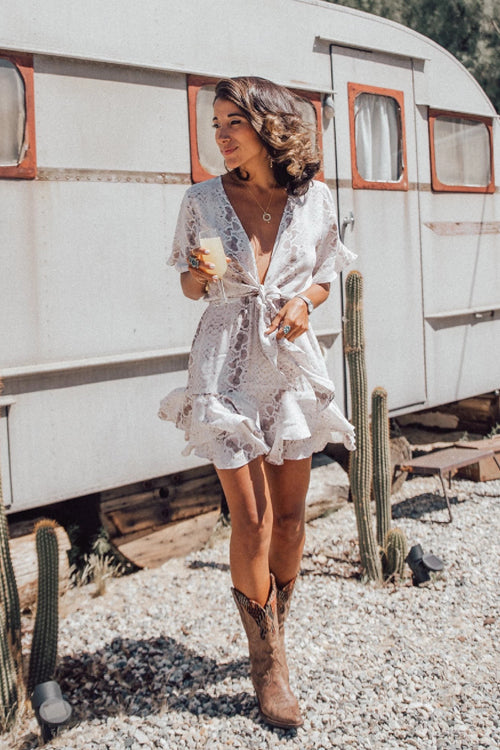 Amsoin Printed Mini Dress