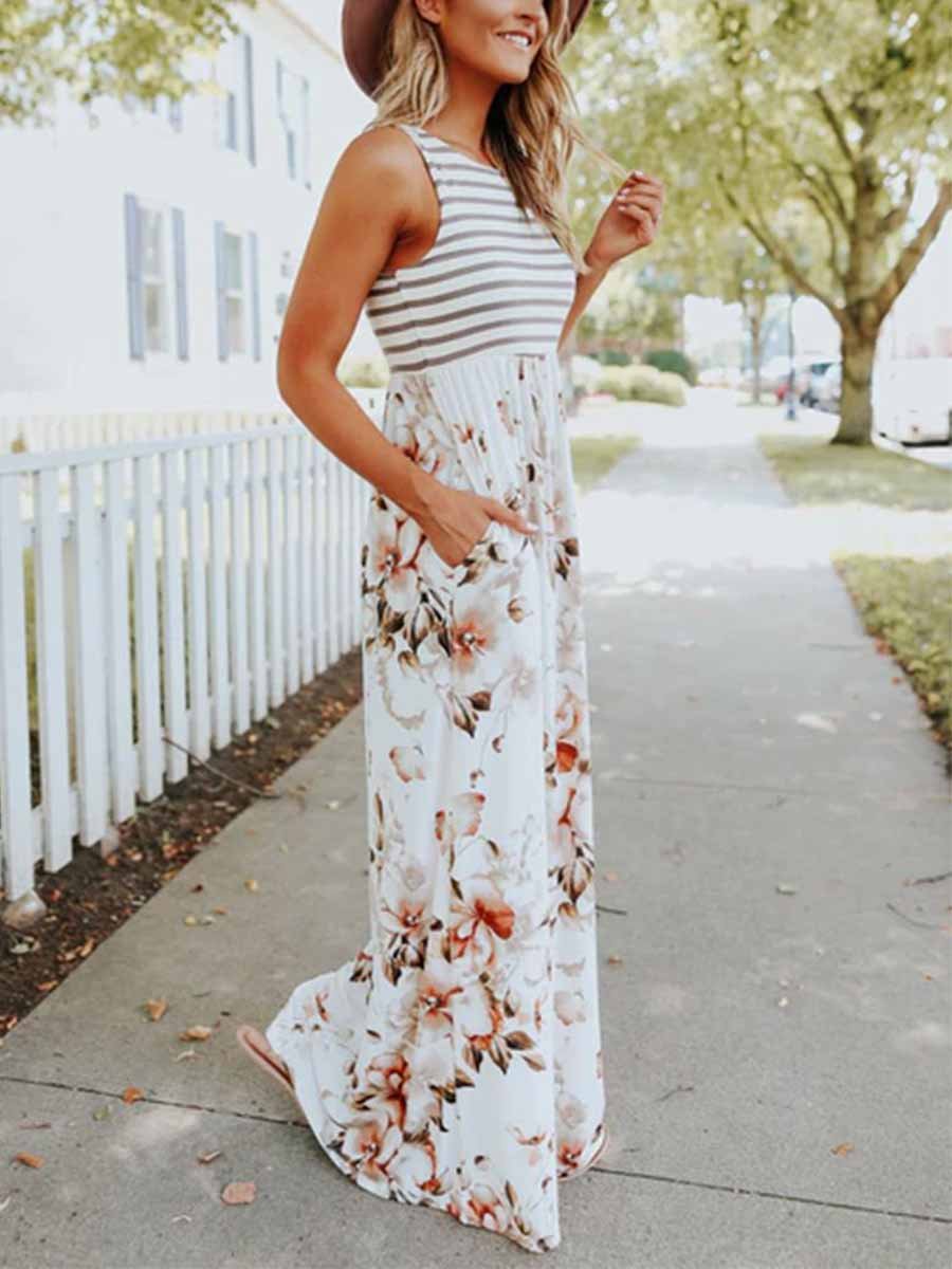 Amsoin Stripe Print Dress