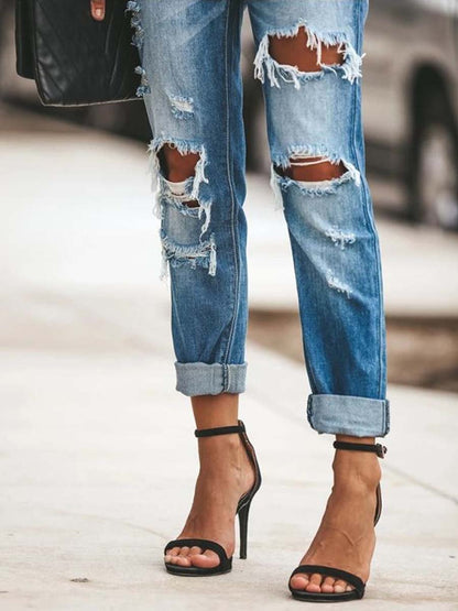 Amsoin Retro Style Ripped Jeans