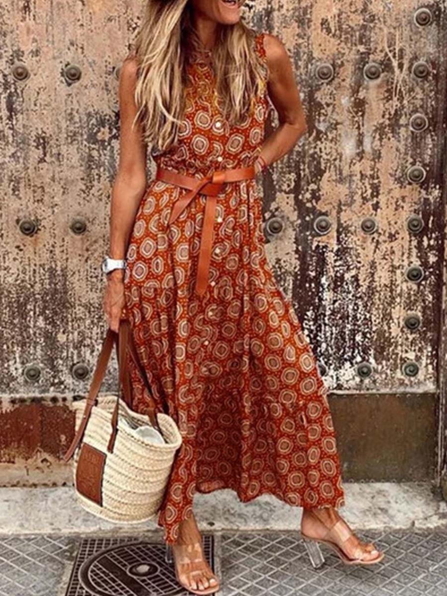 Amsoin Chiffon Polka Dot Dress