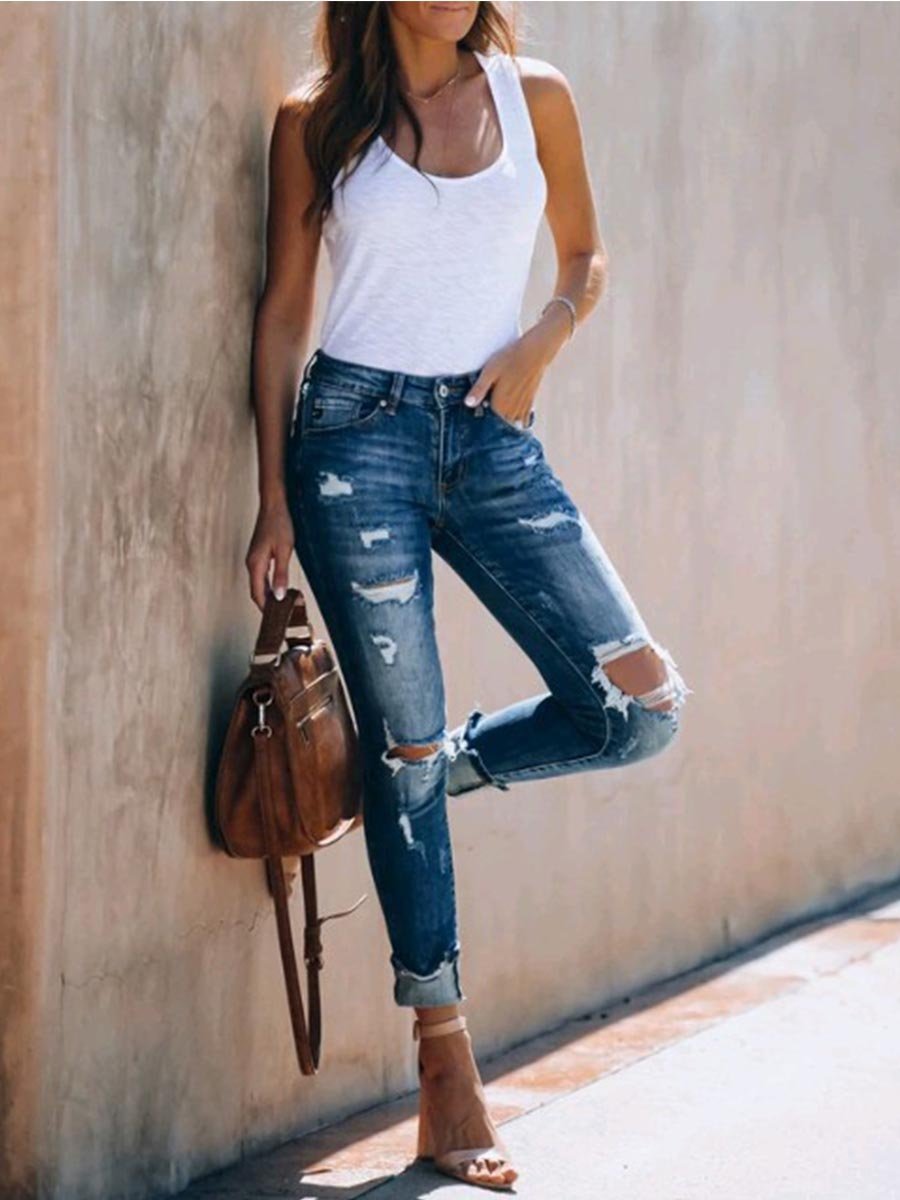 Amsoin High-waisted Stretch Jeans