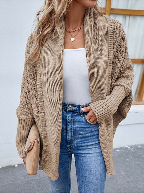 Amsoin Knitted Dolman-sleeve Cardigan