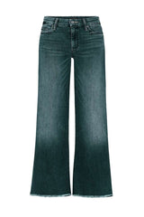 Amsoin Washed Raw Hem Mid Waist Wide Leg Jeans