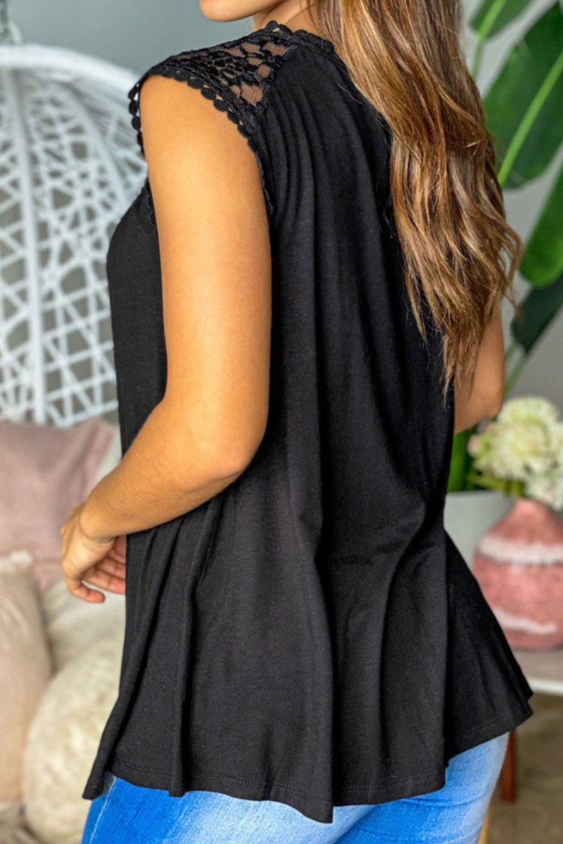 Amsoin Lace Round Neck Tank