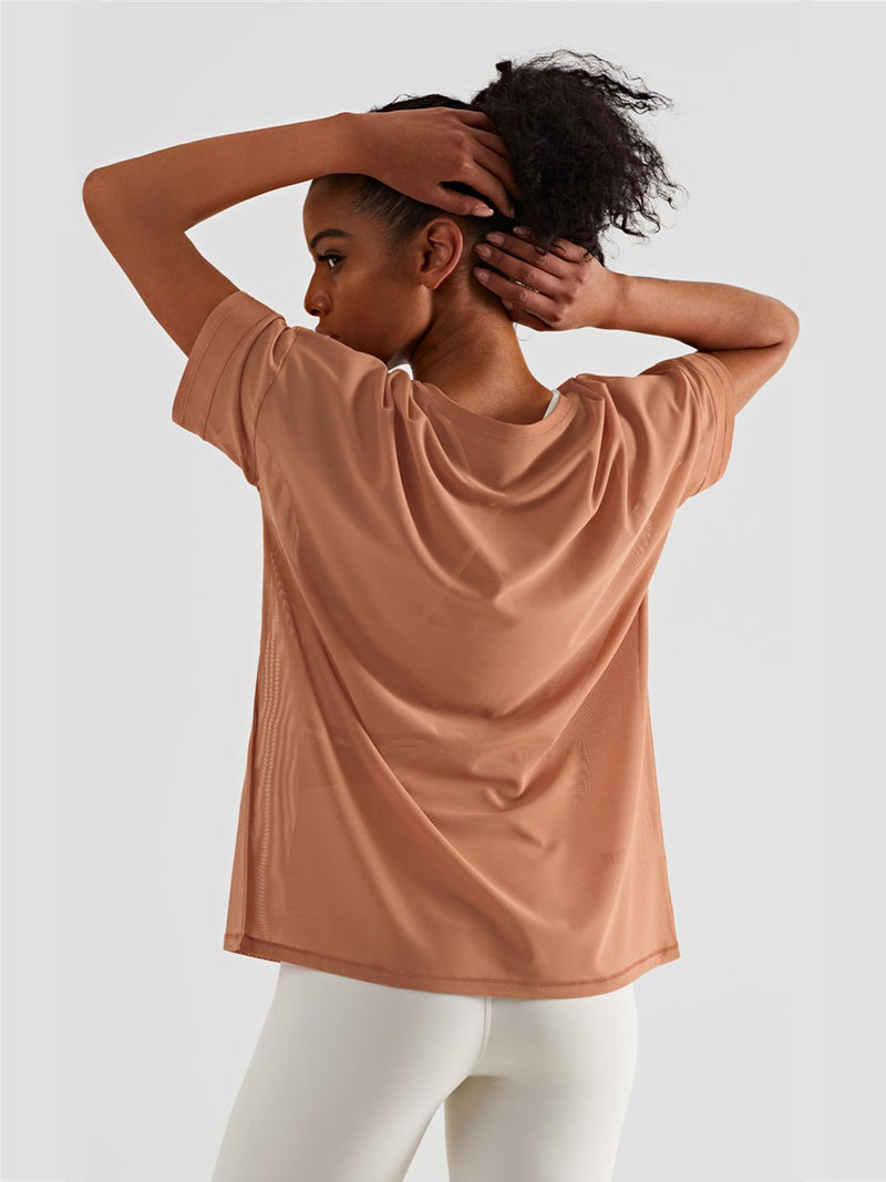 Amsoin Mesh Paneled Double Layer Loose Casula Athletic T-shirt