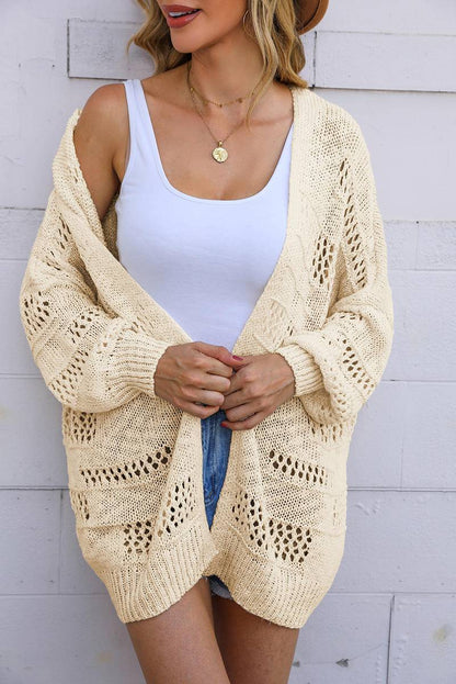 Cut Out Knit Dolman Sleeve Cardigan