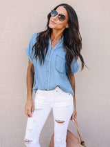 Amsoin Button Irregular T-shirt