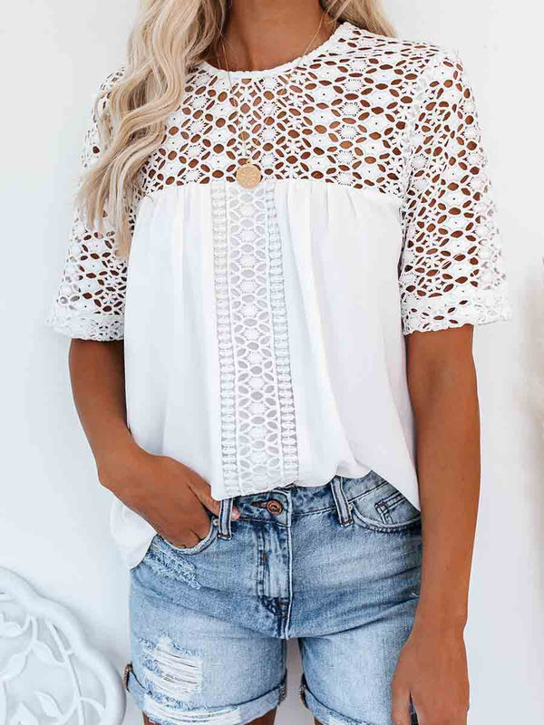 Amsoin Lace Panel T-Shirt