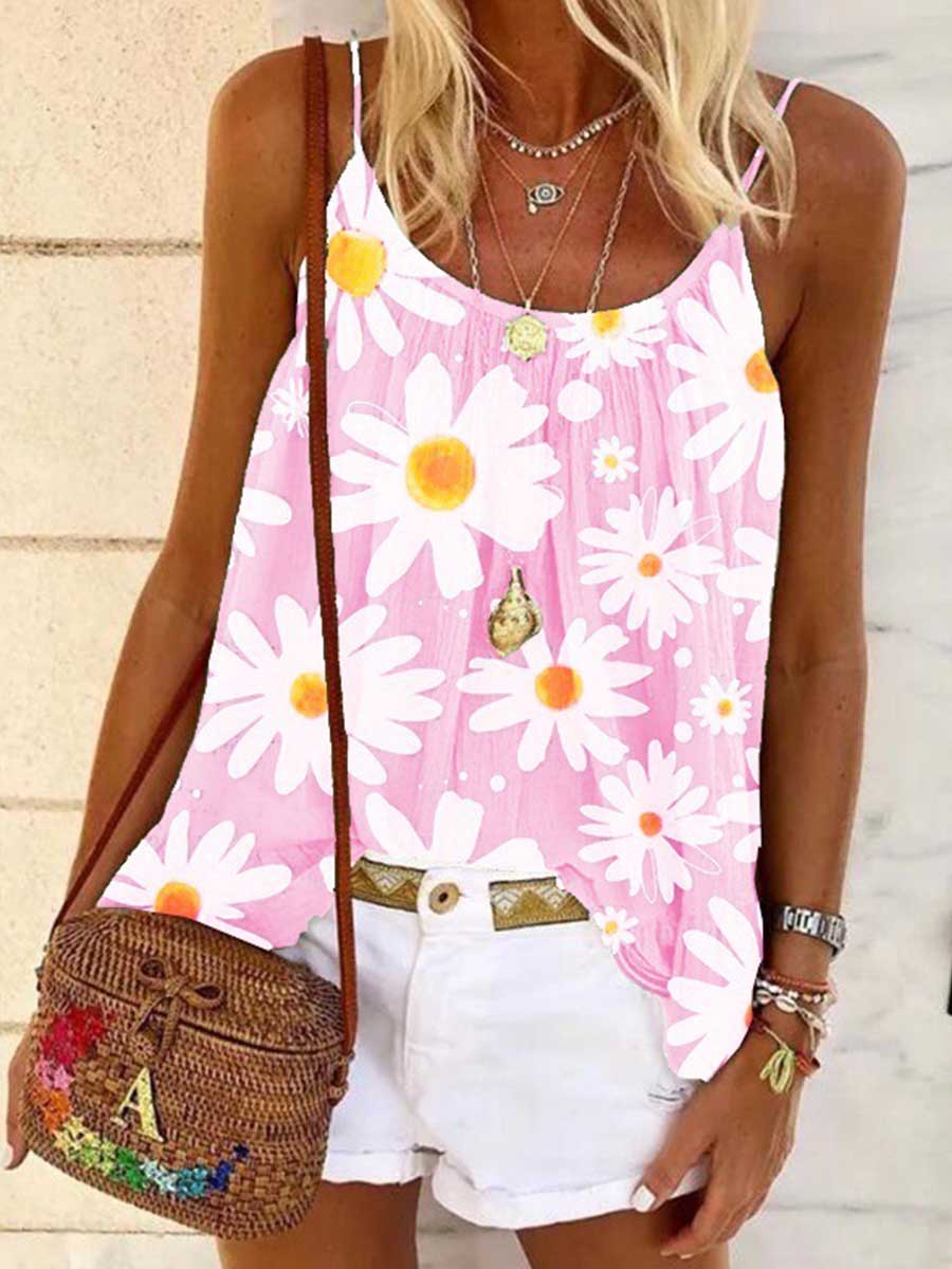 Amsoin Sling Print Top