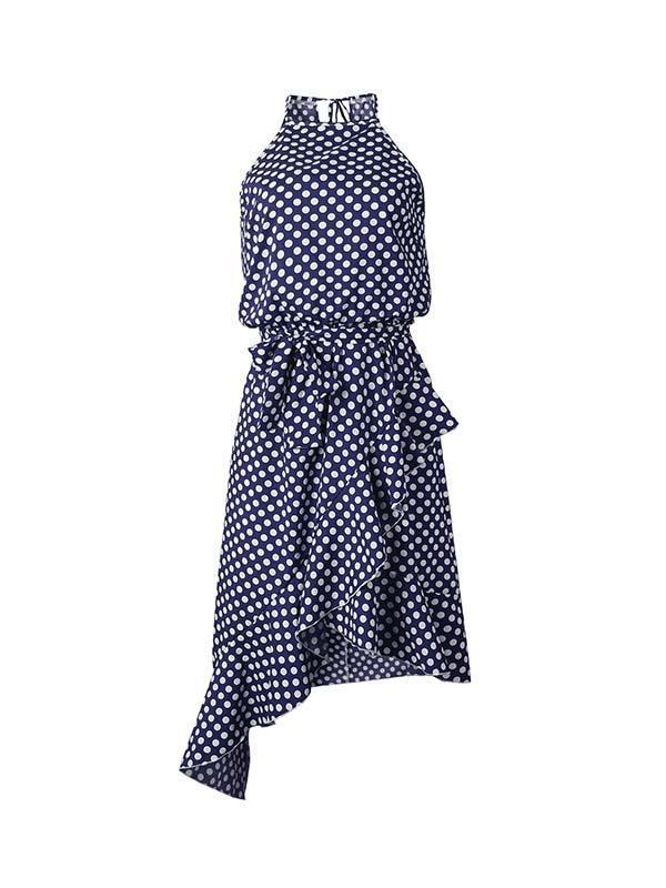 Amsoin Irregular Polka Dot Dress