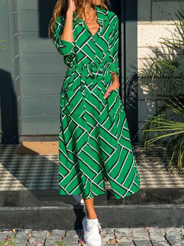 Amsoin Chiffon Print Pocket Dress