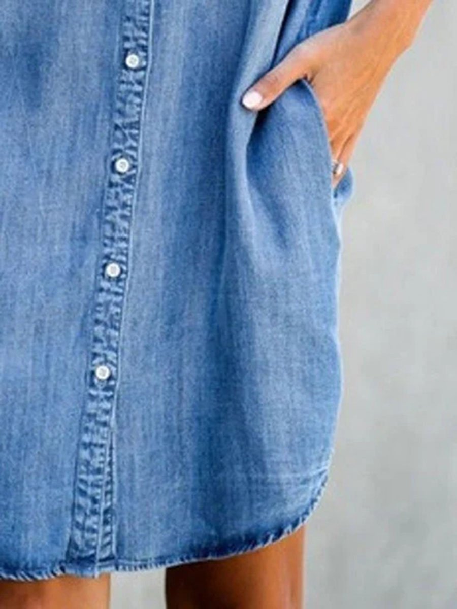Amsoin Button Denim Dress