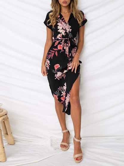 Amsoin Trendy Printed Asymmetrical Dress
