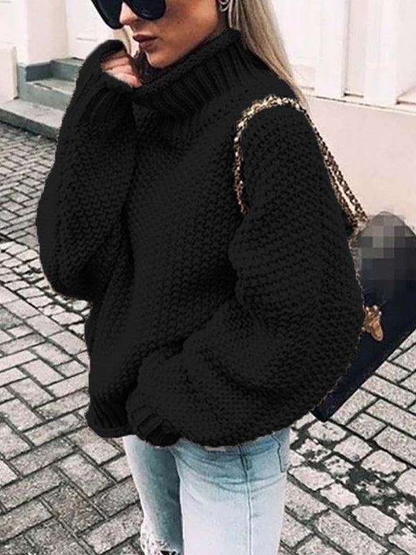 Amsoin Turtleneck Bat Sleeve Warm Sweater