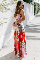 Amsoin Feel Your Best Boho Print Sleeveless Maxi Dress