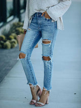 Amsoin Slim Ripped Jeans