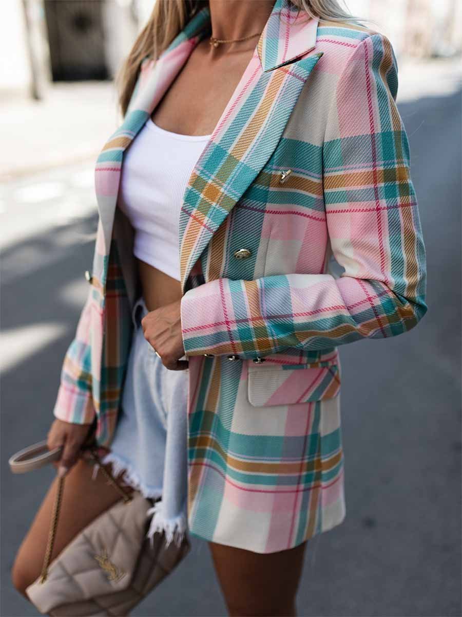 Amsoin Colorful Plaid Jacket