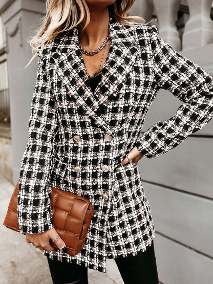 Amsoin Suit Collar Double-Breasted Coat