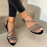 Amsoin Flat Breathable Rhinestone Fashion Sandals