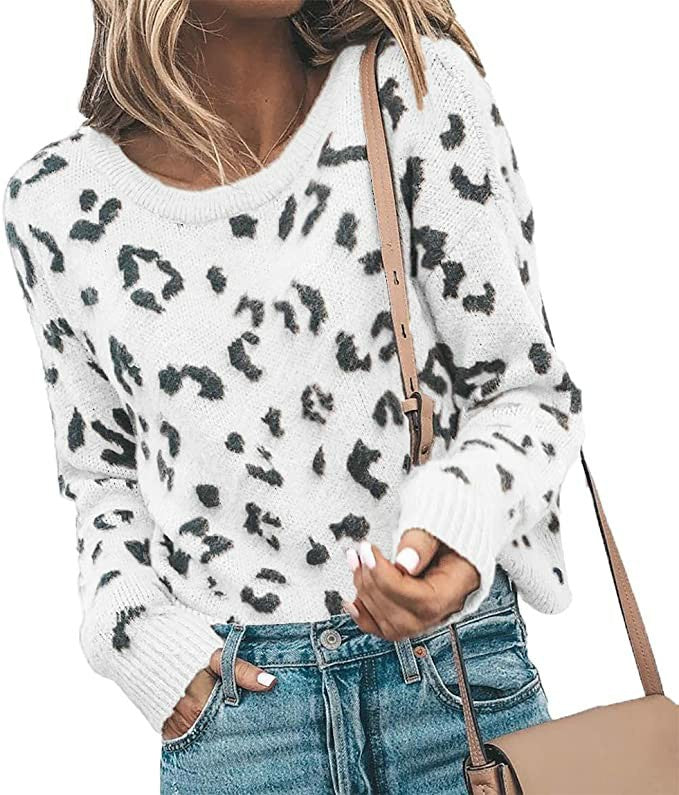 Amsoin Leopard Printed Knit Sweater