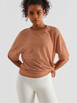 Amsoin Mesh Paneled Double Layer Loose Casula Athletic T-shirt