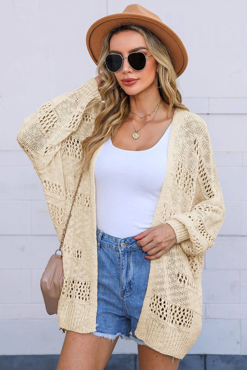 Cut Out Knit Dolman Sleeve Cardigan