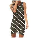 Tie-dye Gradient Diagonal Stripe Print Suspender Dress