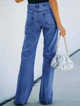 Women's Casual Trousers Slit Wash Jeans