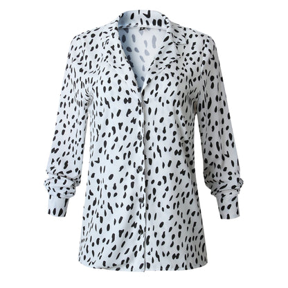 Amsoin Leopard Print Long Sleeve Shirt