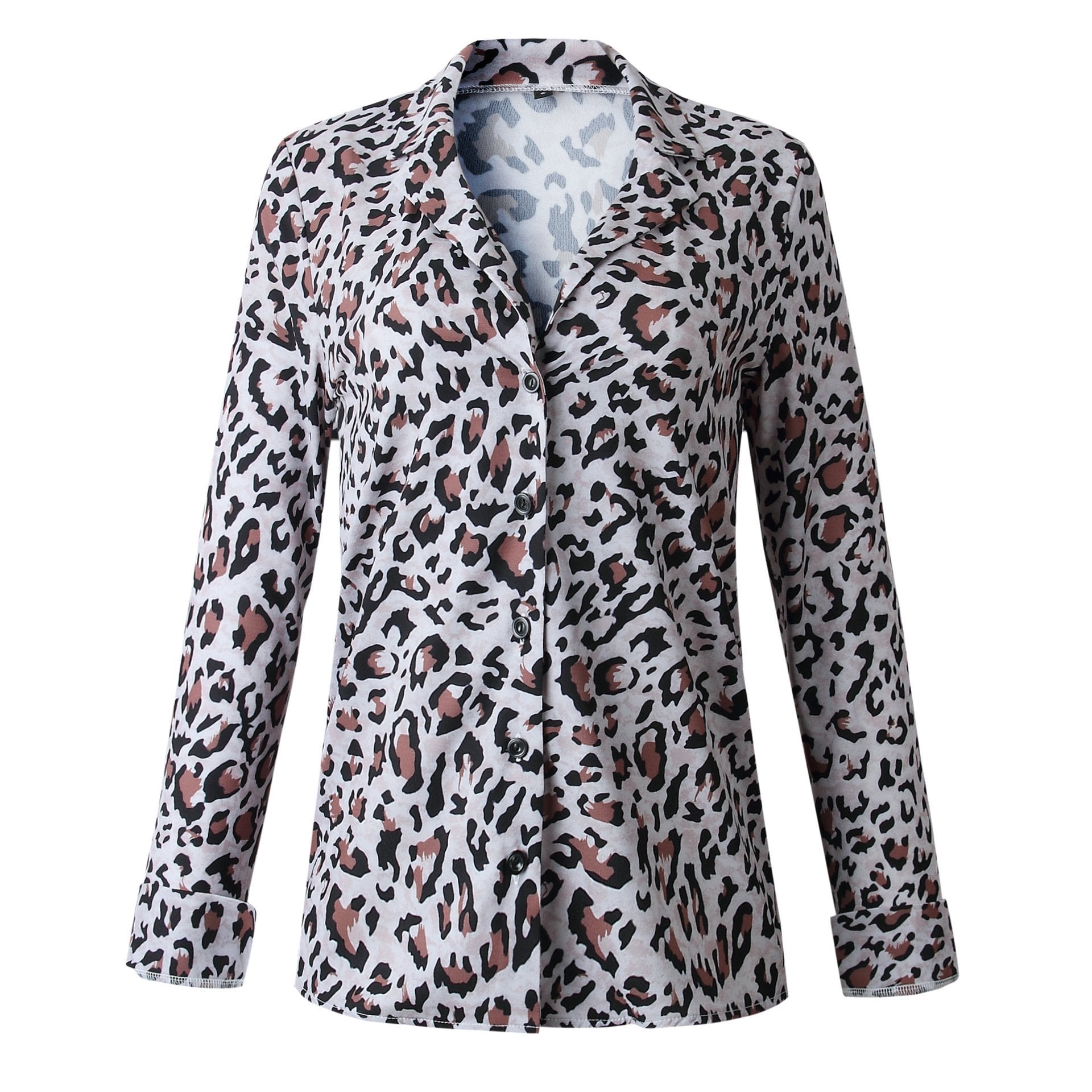 Amsoin Leopard Print Long Sleeve Shirt