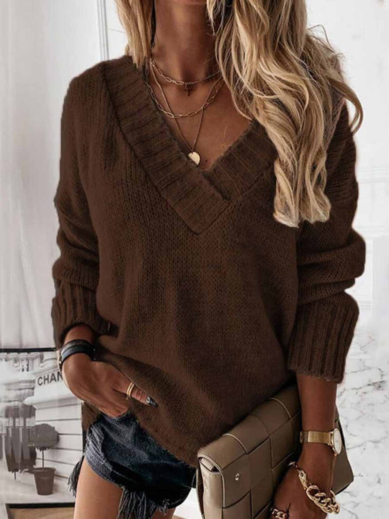 Amsoin V Neck Pullover Jumper