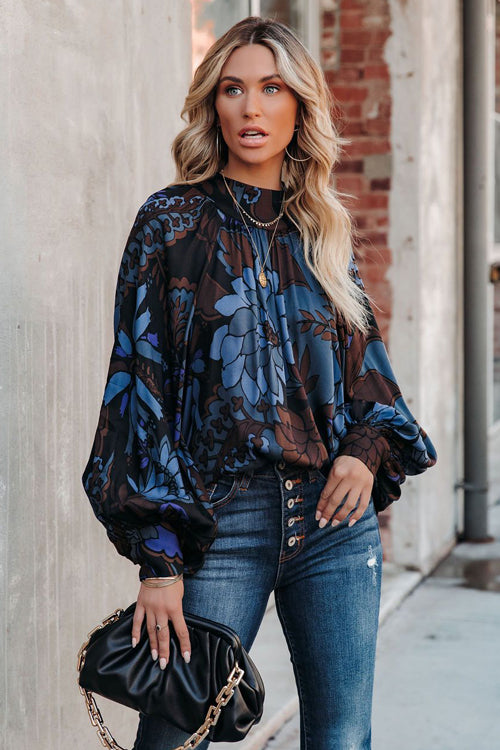 Amsoin Printed Statement Sleeve Top