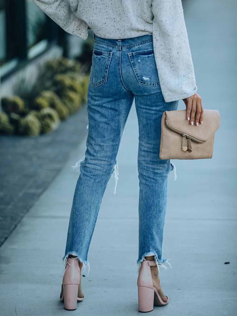 Amsoin Slim Ripped Jeans