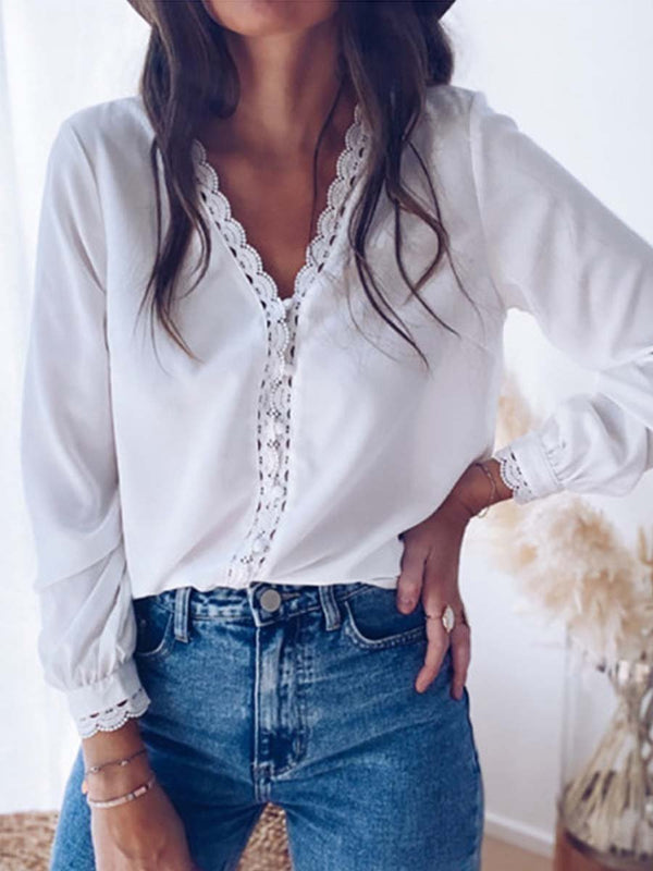 Amsoin Button Lace Shirt