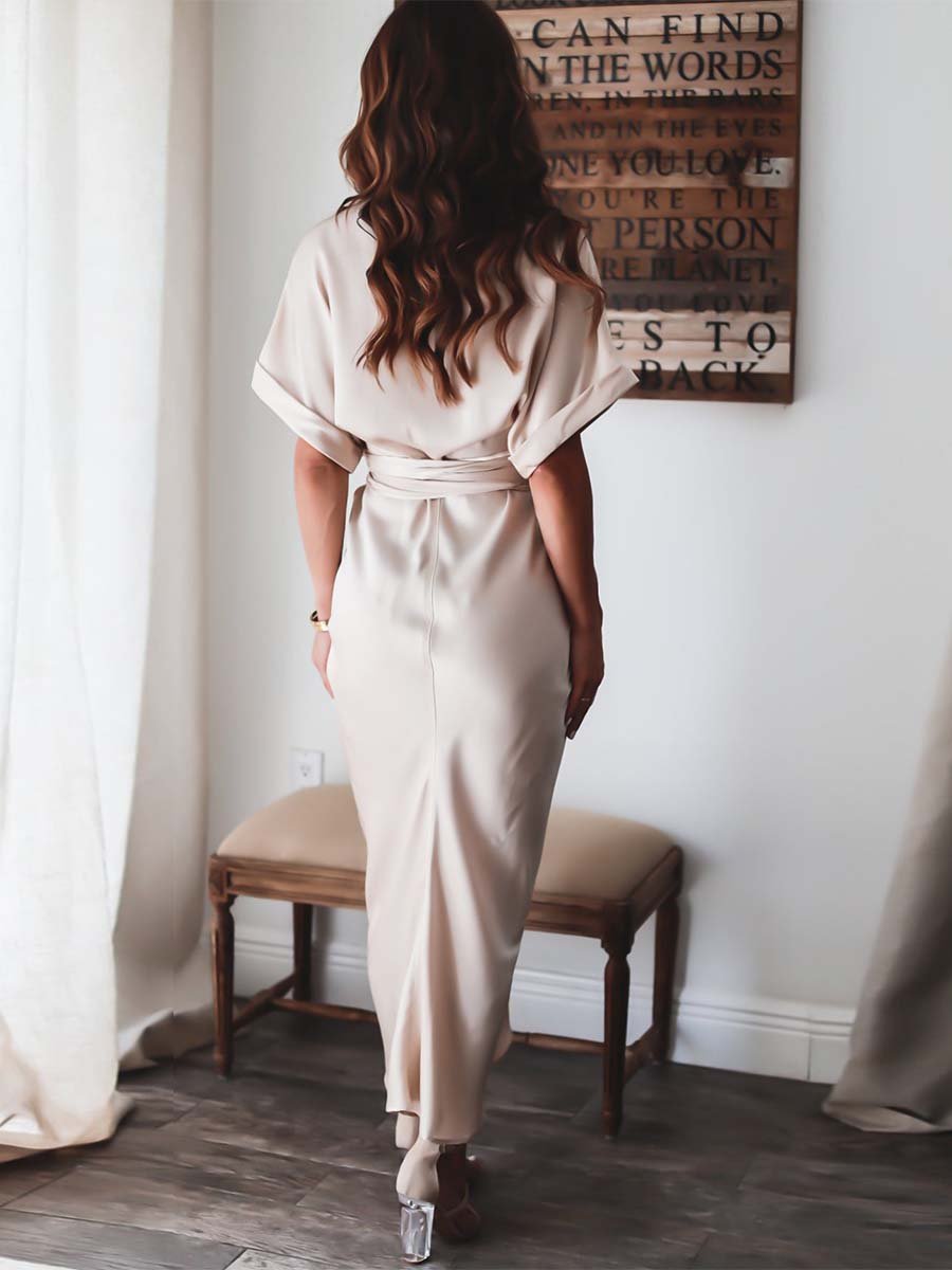 Amsoin High Waist Belt Dress