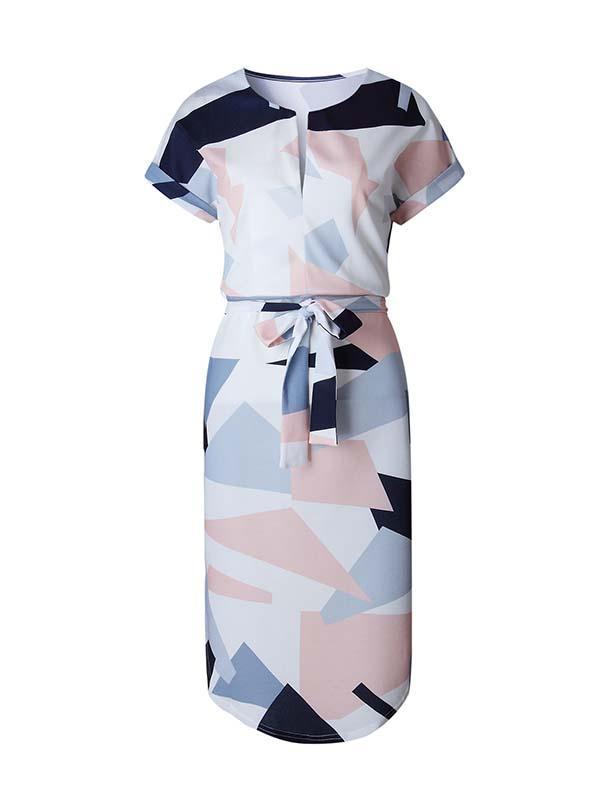 Amsoin Trendy Printed Asymmetrical Dress