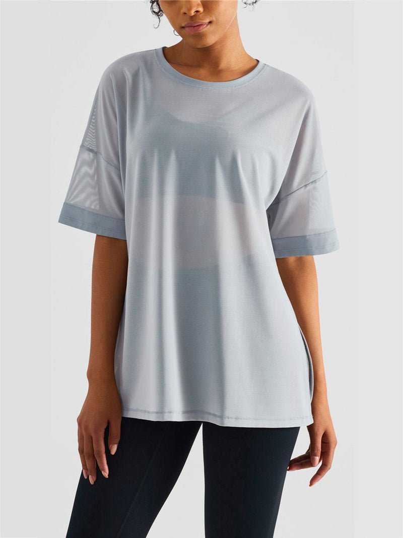 Amsoin Mesh Paneled Double Layer Loose Casula Athletic T-shirt