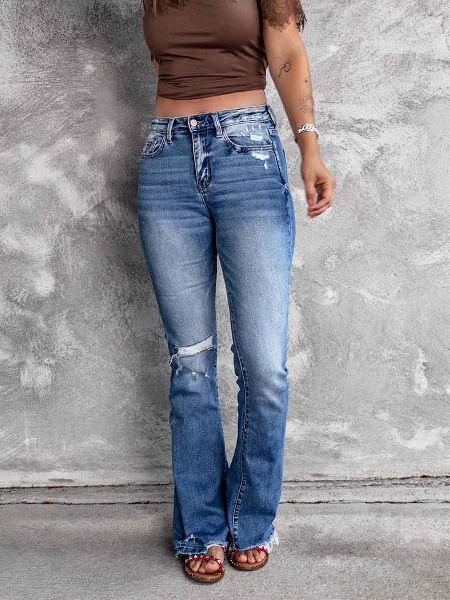 Amsoin Retro Stretch Slim Micro Flared Pants