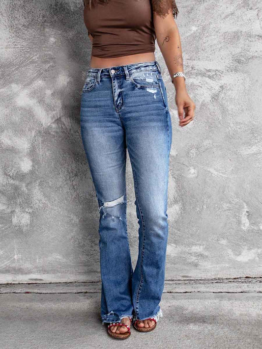 Amsoin Retro Stretch Slim Micro Flared Pants