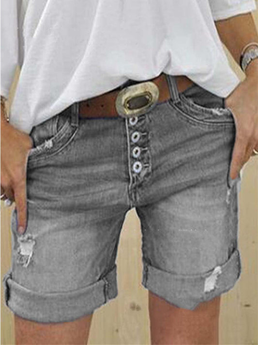 Amsoin High Waist Denim Shorts