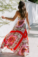 Amsoin Feel Your Best Boho Print Sleeveless Maxi Dress