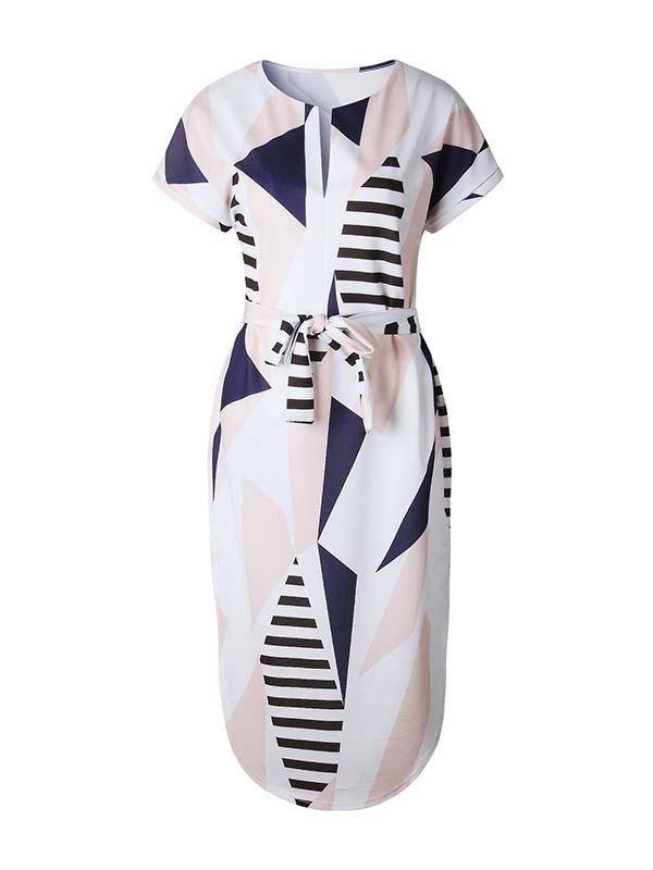 Amsoin Trendy Printed Asymmetrical Dress