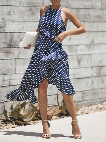 Amsoin Irregular Polka Dot Dress