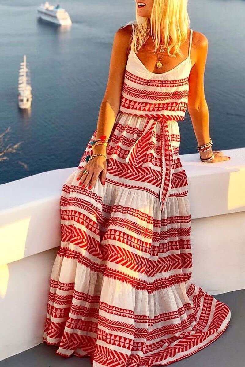 Amsoin Geometric Printed Dress