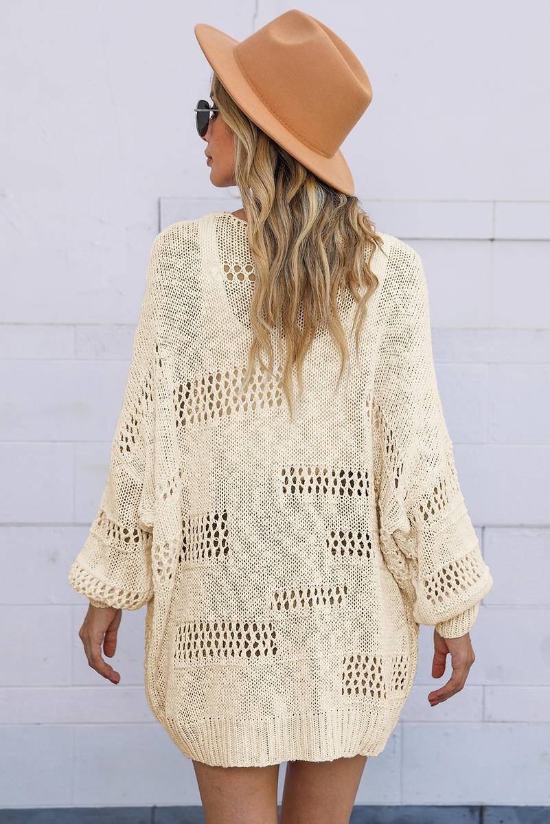 Cut Out Knit Dolman Sleeve Cardigan