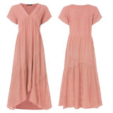 Amsoin Solid V Neck A Line Dresses(5 Colors)