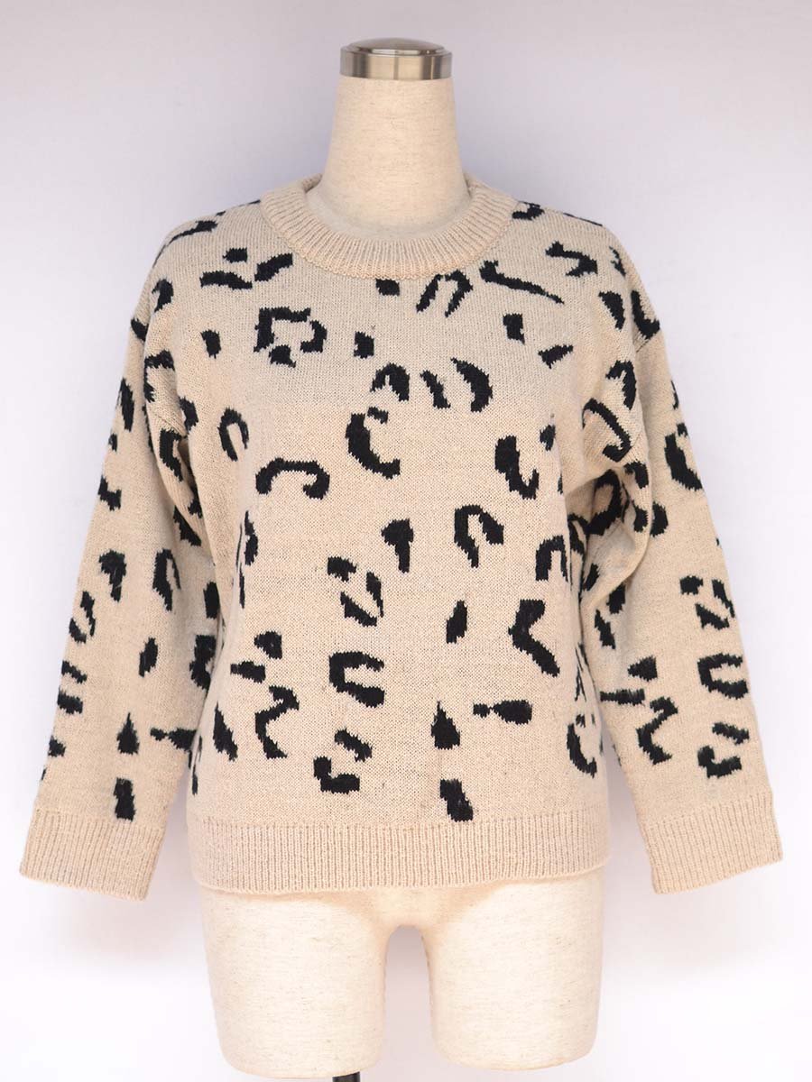 Amsoin Leopard Printed Knit Sweater