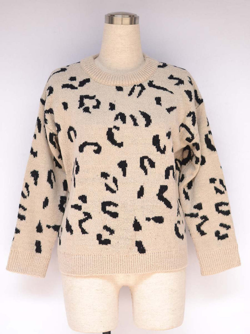 Amsoin Leopard Printed Knit Sweater
