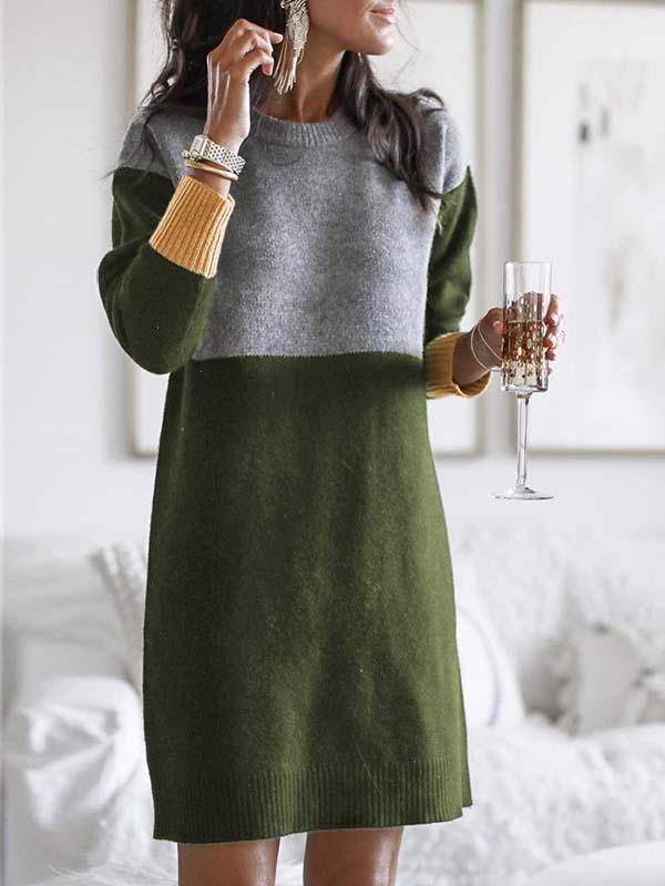 Amsoin O Neck Casual Dress