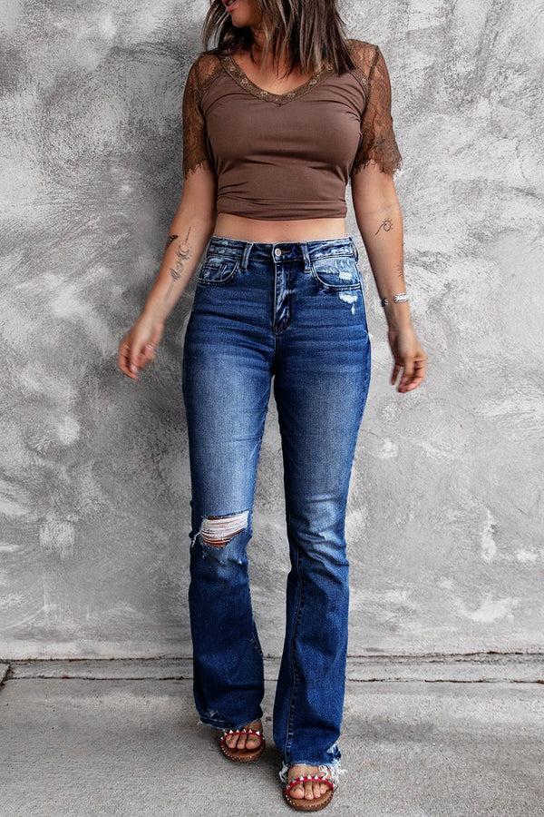 Amsoin Retro Stretch Slim Micro Flared Pants